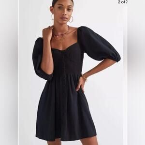 Maeve Anthropologie Puff Sleeve Sweetheart Button Front Corset Dress XL